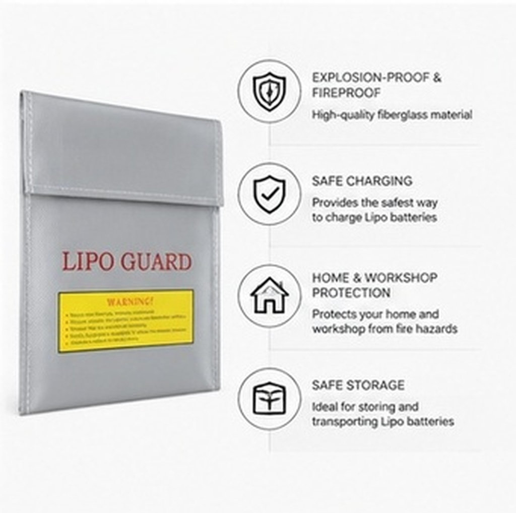 Lipo Battery Fireproof Safety Charge Box - 18x23cm Profesjonalna ognioodporna torba ochronna na