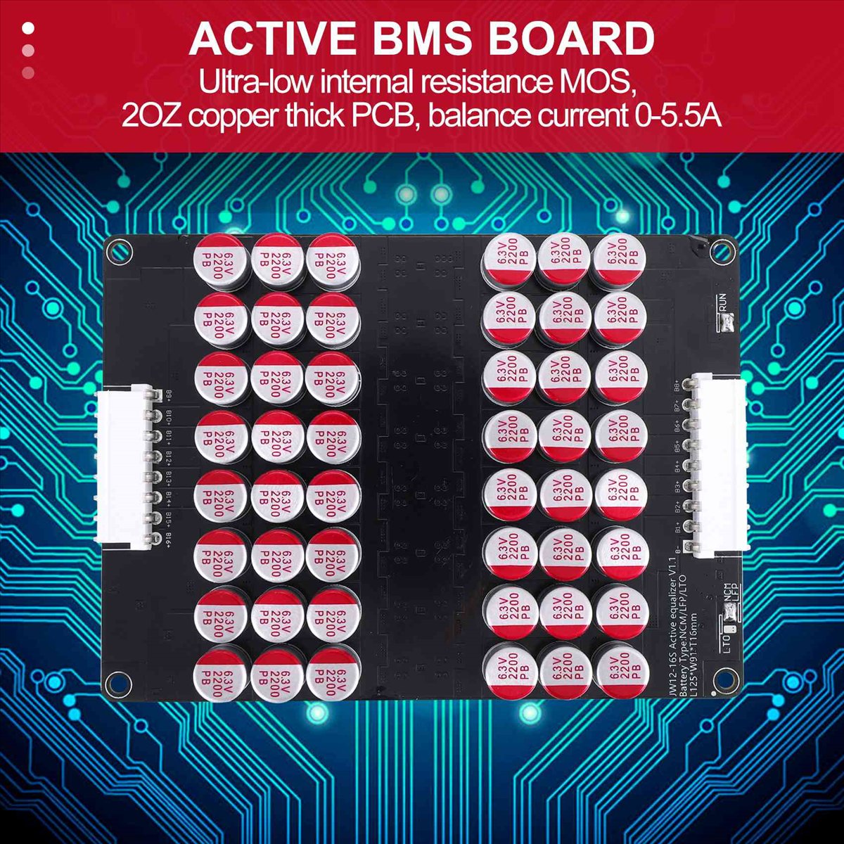 12S Lipo Battery Balancing Board - JEDNODZIENNIOWY BALANSER AKTYWNY 12S 13S 14S