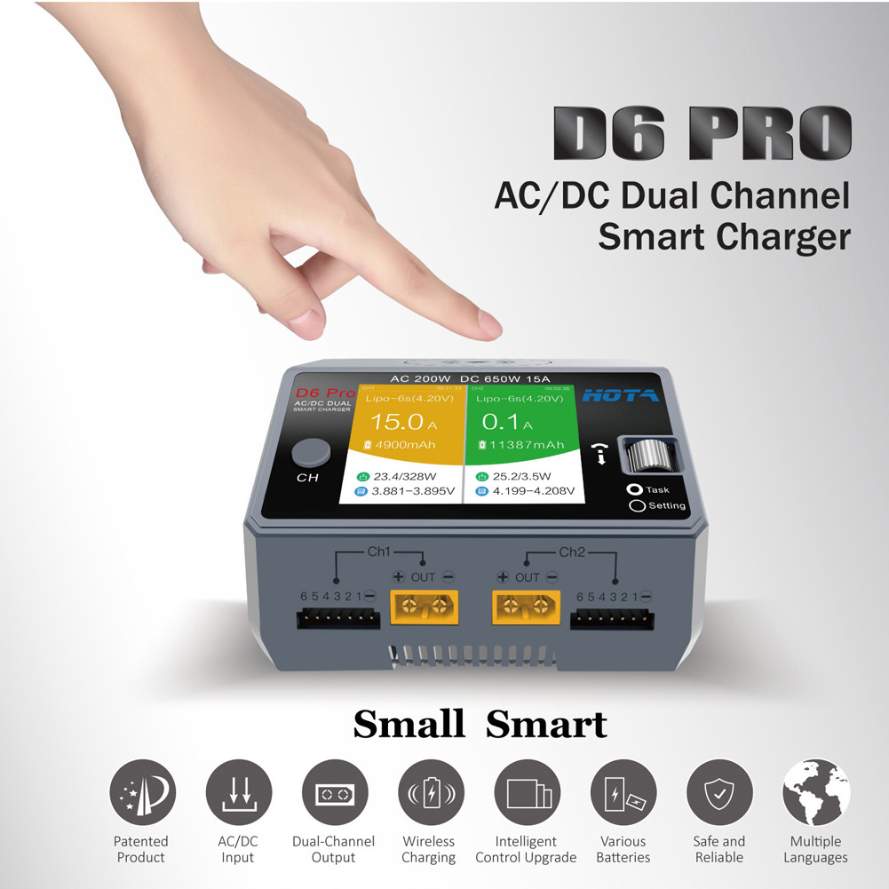HOTA D6 Pro Black AC 200w DC 2 – Hota D6 Pro Dual Lipo Charger recenzja i cena